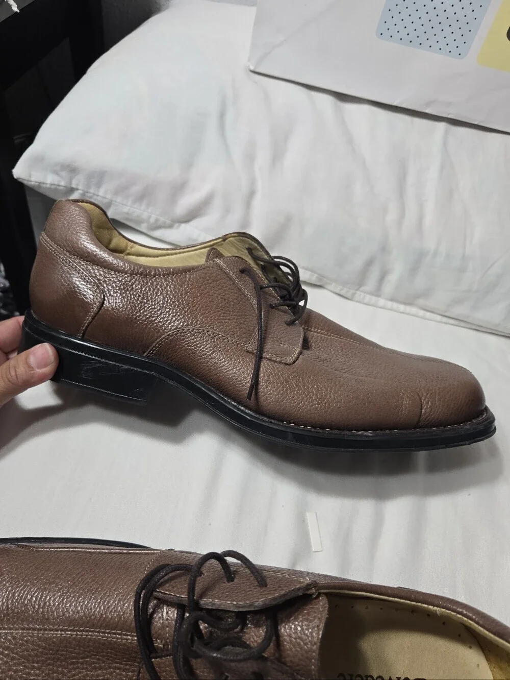 Belvedere Baybridge Men's Brown Pebbled Leather Tied Shoe sz 15D